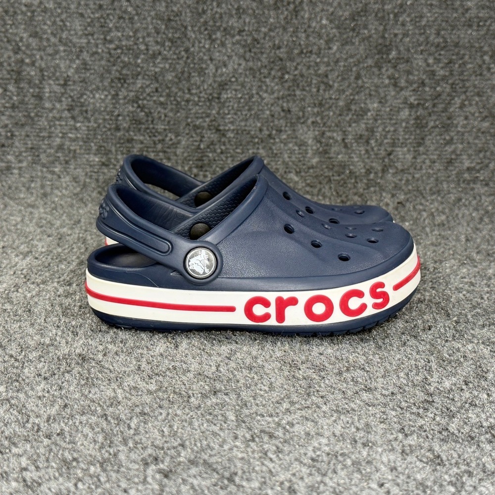 Crocs Bayaband Clogs Toddler 10C Blue Red White Slip On Summer Casual Beach Shoe